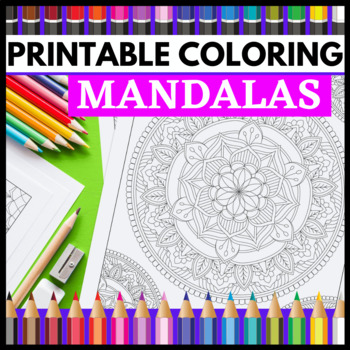 Preview of Calming Mandala Coloring Pages | Manage Stress & Anxiety [PRINTABLE] *20 pages*