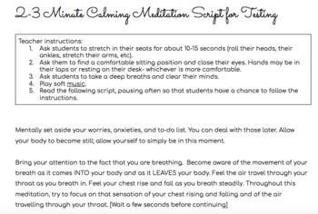 Preview of Calming Mindfulness Meditation Script for Testing (2-3 minutes)