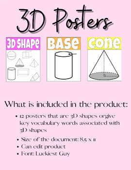 Preview of Calming Pastel 3D Shapes Posters