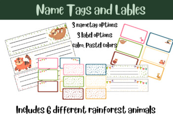 Preview of Calming Rainforest Theme- Name Tags and Labels