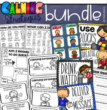 Preview of Calming Strategies Calm Corner Coping Skills Posters Mini Book Activities BUNDLE