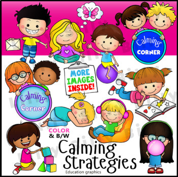 Preview of Calming Strategies. Clipart in Color & Black/white. {Lilly Silly Billy}
