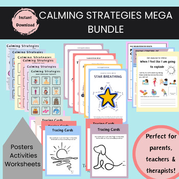 Preview of Calming and Coping Tools Strategies MEGA Bundle Anxiety, Anger, Meltdowns, ADHD