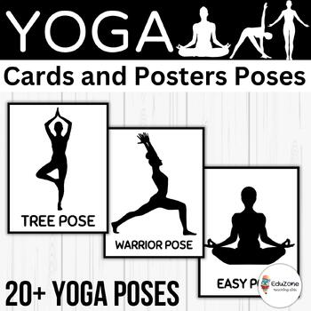 Preview of Calming Yoga Poses Posters: 20+ Black and White Illustrations for Stress Relief!