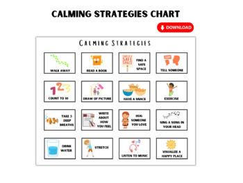 Preview of Calming down strategies poster, Calm Down Chart, Coping Skills Poster, Calm Down