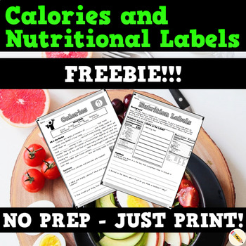 Preview of Calories and Nutritional Labels Worksheets