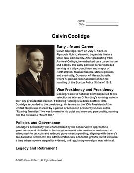 Preview of Calvin Coolidge Worksheet