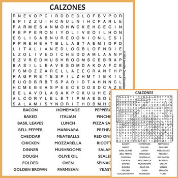 Preview of Calzones Word Search