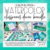 Calm & Cool Watercolor Classroom Decor Bundle