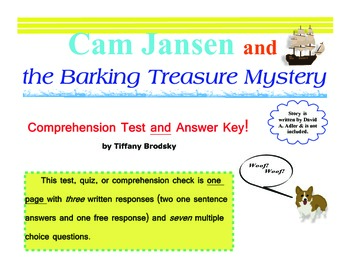 Preview of Cam Jansen and the Barking Treasure Mystery Comprehension Test, Quiz, or Check