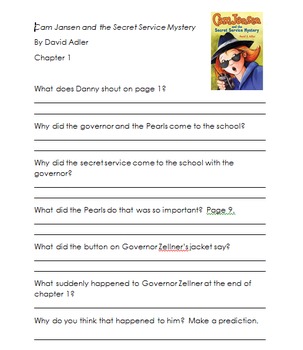 Preview of Cam Jansen and the Secret Service Mystery comprehension questions