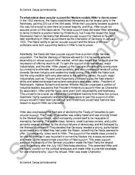 Preview of Cambridge A-Level History (9489) Paper 4 Hitler’s Germany Sample Essays