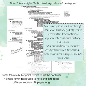 Preview of Cambridge AS-Level History (9489) Notes (International Option)