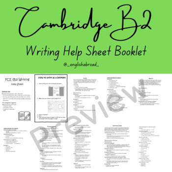 Preview of Cambridge B2 Exam Writing Help Sheet Booklet