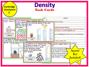 Preview of Cambridge Checkpoint 3 - Density -Task Cards