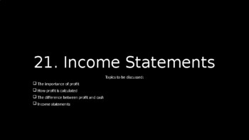 Preview of Cambridge IGCSE Business - Unit 21 - Income Statements  Lesson Support