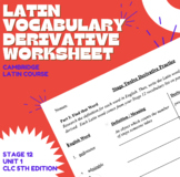 Cambridge Latin Stage 12 Vocabulary Derivative Worksheet