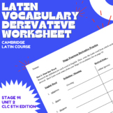 Cambridge Latin Stage 14 Vocabulary Derivative Worksheet