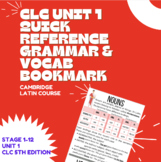 Cambridge Latin Unit 1 Quick Reference Grammar & Vocabular