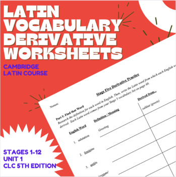 Preview of Cambridge Latin Unit 1 Vocabulary Derivative Bundle