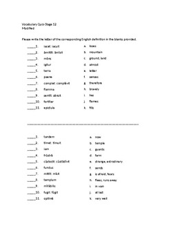 Preview of Cambridge Latin Unit 1 Vocabulary Quizzes (Matching)