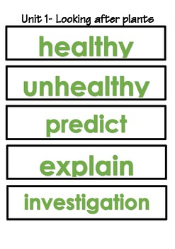 Preview of Cambridge Primary Science Vocabulary Word Wall