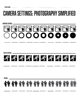 Preview of Camera Settings Worksheet