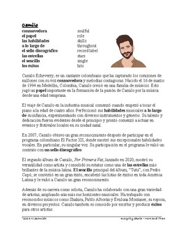 Preview of Camilo Biografía: Spanish Biography on Colombian Singer