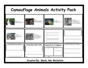 Camouflage Animals Activity Pack Bundle by Marla Ann Weinstein | TpT