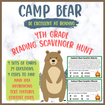 Preview of Camp BEAR - Camp Themed Reading Scavenger Hunt - 4th Grade