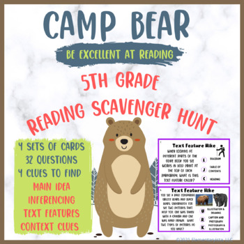 Preview of Camp BEAR - Camp Themed Reading Scavenger Hunt - 5th Grade