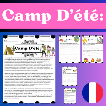 Preview of Camp D'été : Questions et Réponses à Choix Multiples.