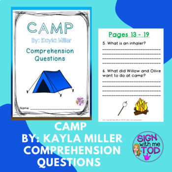 Preview of Camp Graphic Novel Comprehension Questions