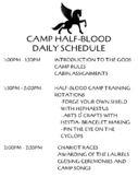 Camp Half Blood Activity Schedule