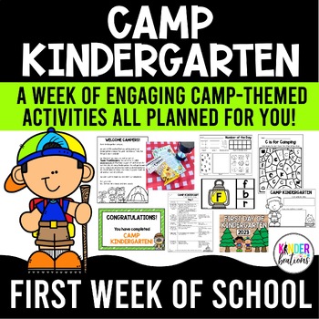 Preview of Camp Kindergarten | First Week of School Lesson Plans, Centers & Activities