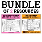 Camp Kindergarten Math and Literacy Bundle