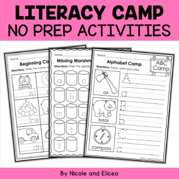 Preview of Camp Kindergarten No Prep Literacy Packet