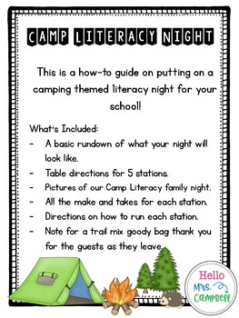 Preview of Camp Literacy Family Reading Night