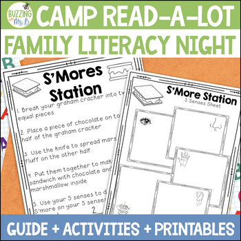 Preview of Family Literacy Night Stations Activities - Camping Theme - Camp Read A Lot