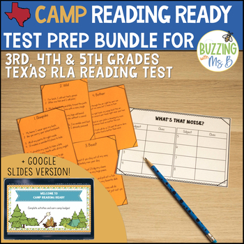 Preview of Camp Reading Ready Test Prep Bundle Texas RLA Camp- Printable and Google Slides