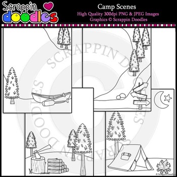 Camp Scenes Backgrounds by Scrappin Doodles | TPT