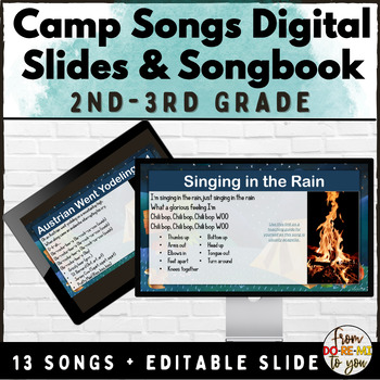 Preview of Camp Songs Digital Lyrics Slides and Songbook for Elementary Music 2nd-3rd Grade