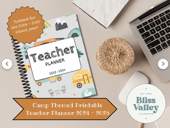 Preview of Camp Theme Printable Teacher Planner 2023-2024