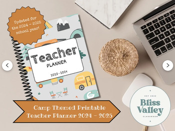 Preview of Camp Theme Retro Pastel Printable Teacher Planner 2024 - 2025