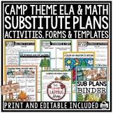 Camp Theme Substitute Binder Templates Emergency Sub Plans