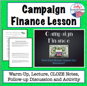 Preview of Campaign Finance Lesson- Warm-Up, Notes, and Activity