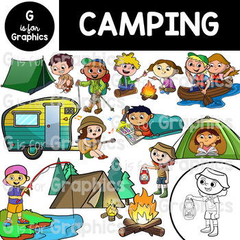 Camping Activities Clipart by G is for Graphics | TPT