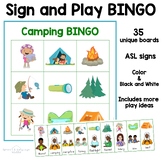 Camping Bingo Game | 35 Camping Bingo Cards with ASL Sign 