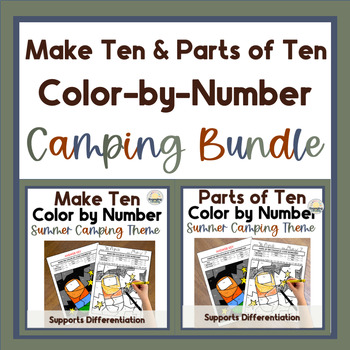 Preview of Camping Bundle Addition & Subtraction Within 10 Coloring Sheets, 1st & 2nd Grade