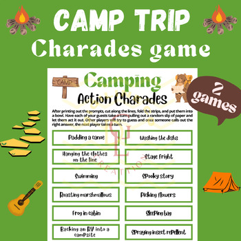 Preview of Camping Charades game brain breaks speech therapy Classroom game primary middle